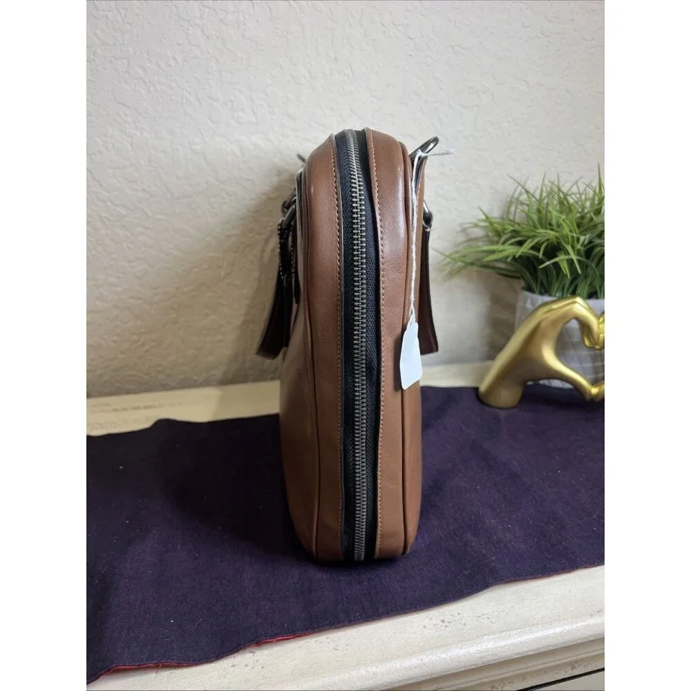Coach (2021) Saddle Brown Graham Slim Briefcase Messenger Laptop Work Bag
